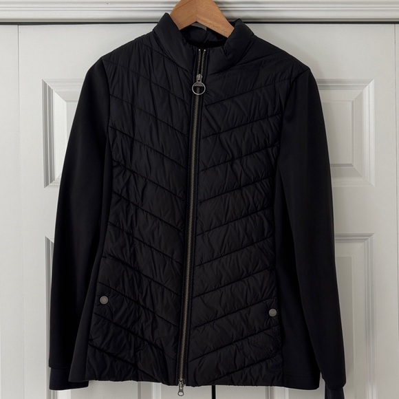Barbour Black Quilted mixed media bomber Jacket womens US 12 black - Picture 1 of 7